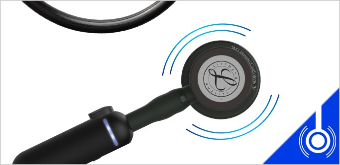 3M Littmann Electronic Model 3200 stetoskop na belem ozadju.
